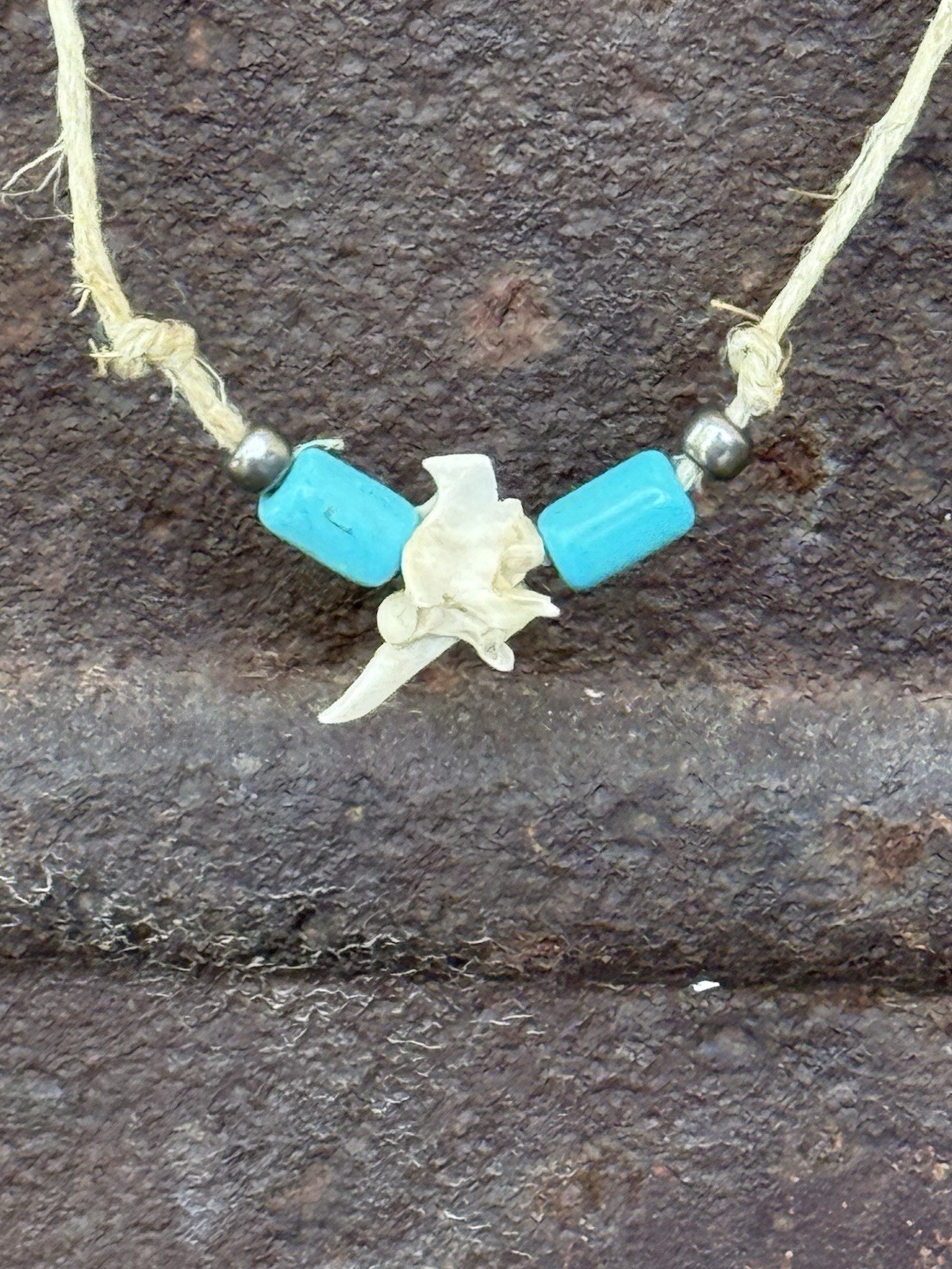 Real Snake Vertebrae Hemp Cord Handmade Necklace