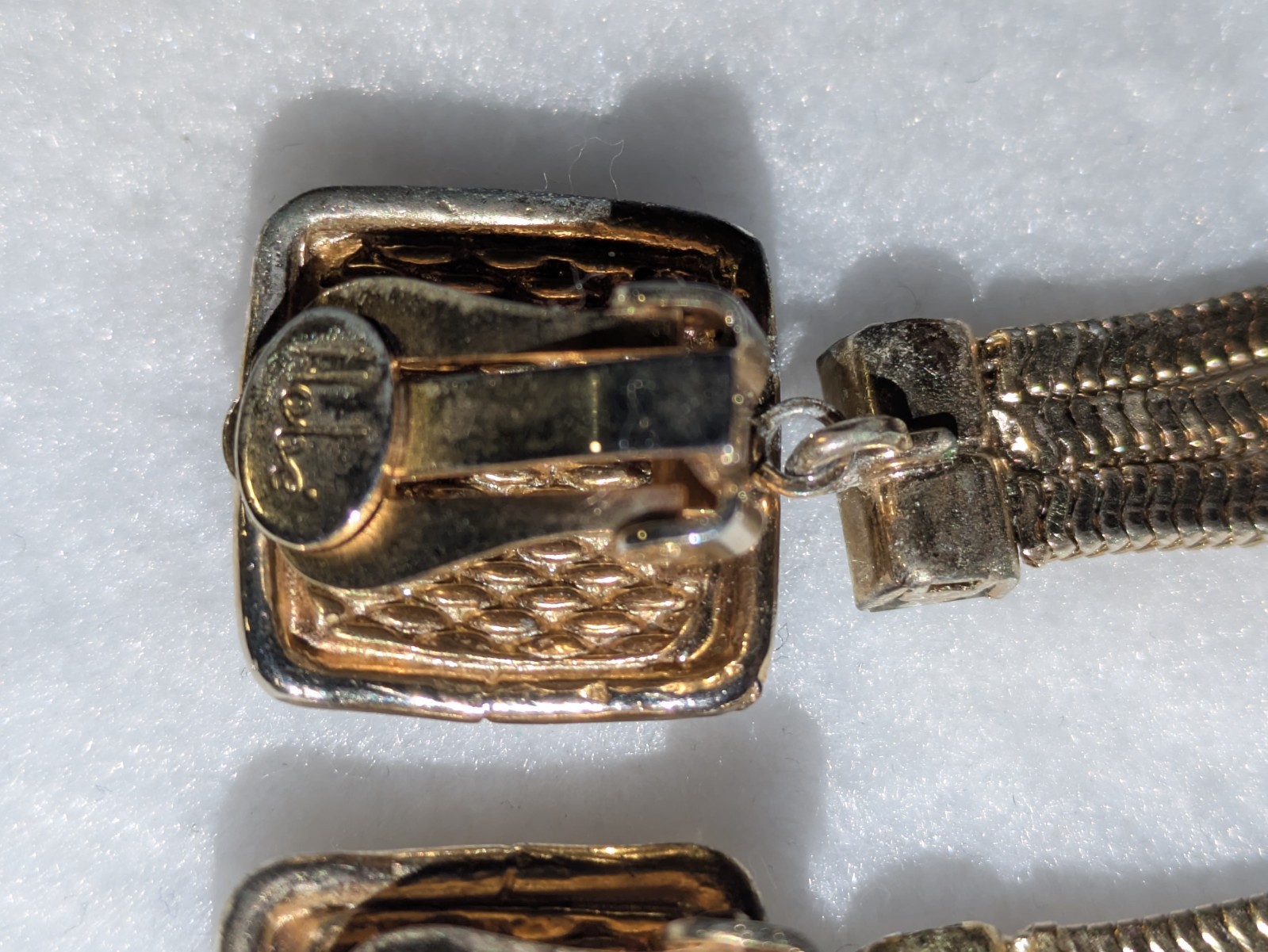 VINTAGE HOBE CLIP STYLE DANGLE MULTI STRAND RHINESTONE EARRINGS