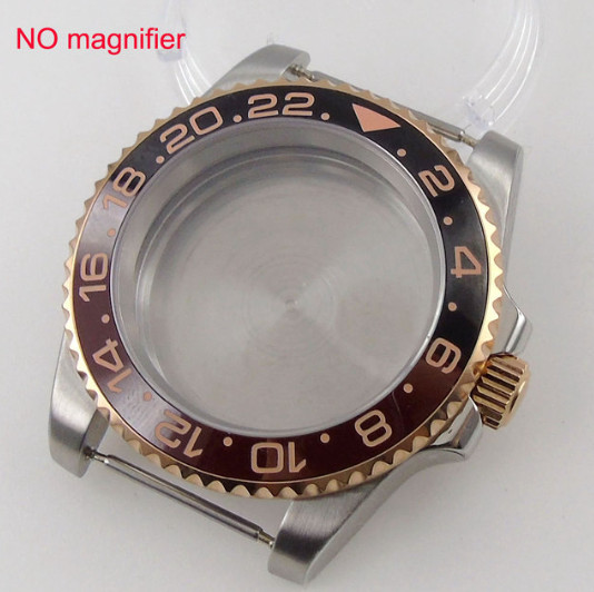 40mm Two Tone Rose Gold 20ATM Diver Watch Case fit NH35 NH34 NH36 ETA2824 PT5000