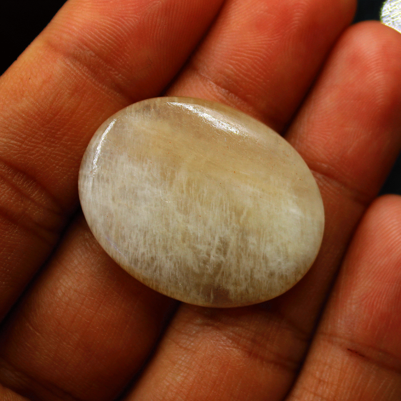 4 Pcs Natural Blue Shine Rainbow Moonstone 33mm-35mm Oval Cabochon Gemstones Lot