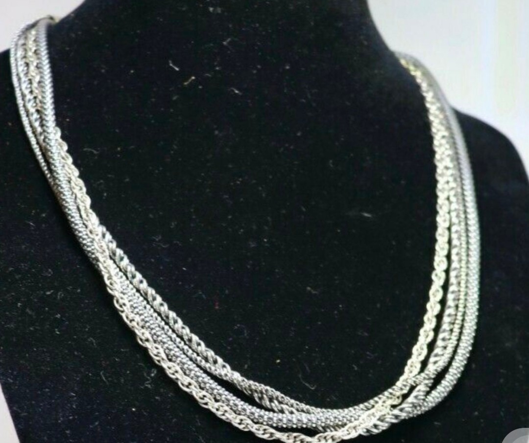 Designer Silpada 925 Sterling Silver Multi Strand Chain Necklace