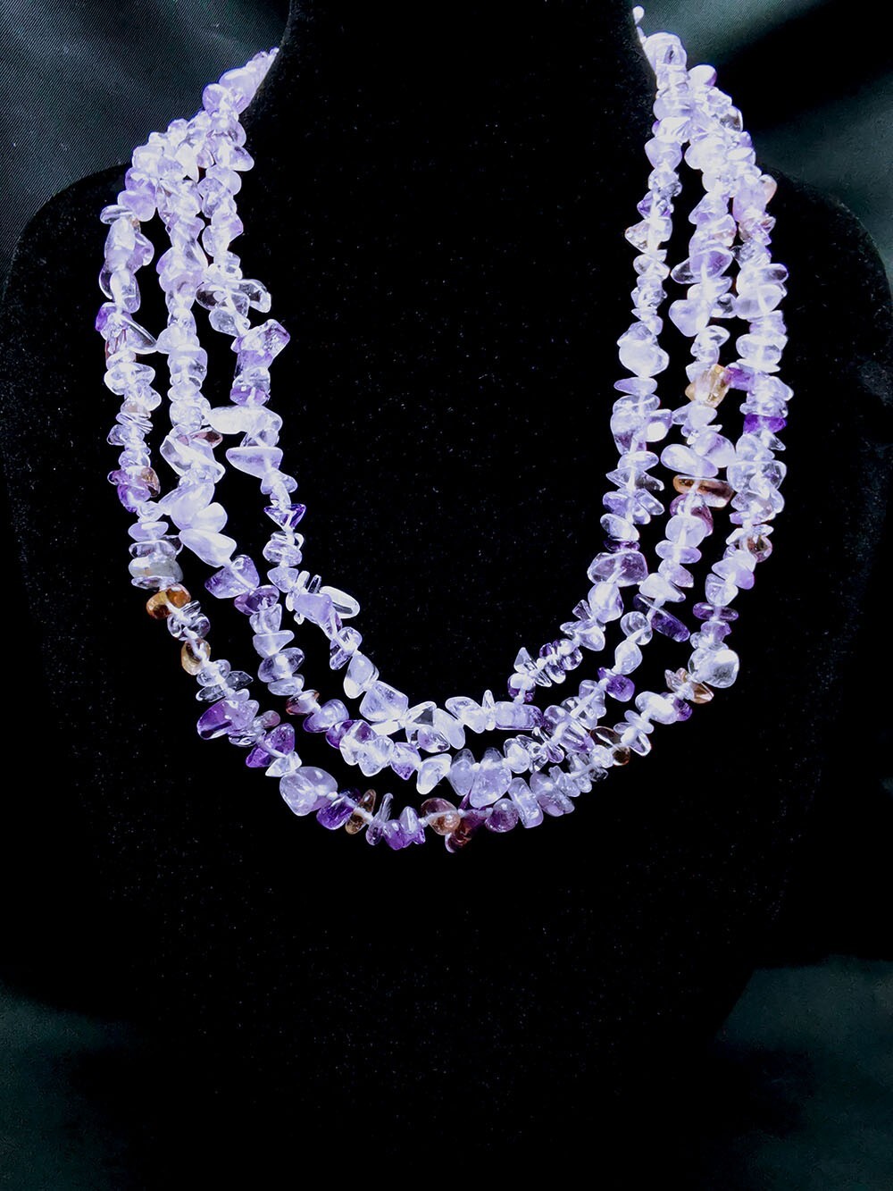 classic 3 strands chip Amecitrine necklace 19″-21″ 5-8mm jewelry marking supply