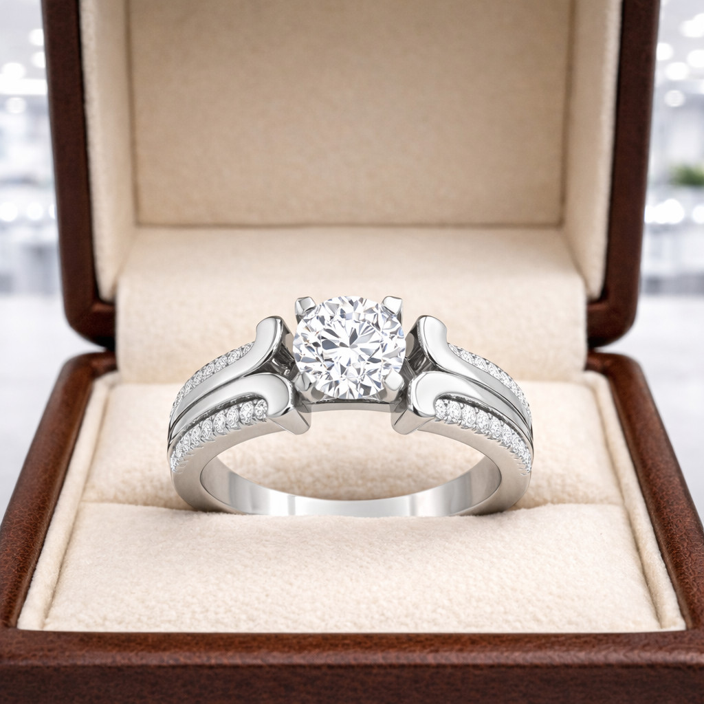 2.80 Ct Round Cut Natural Diamond Wedding Ring 14K White Gold Size 8