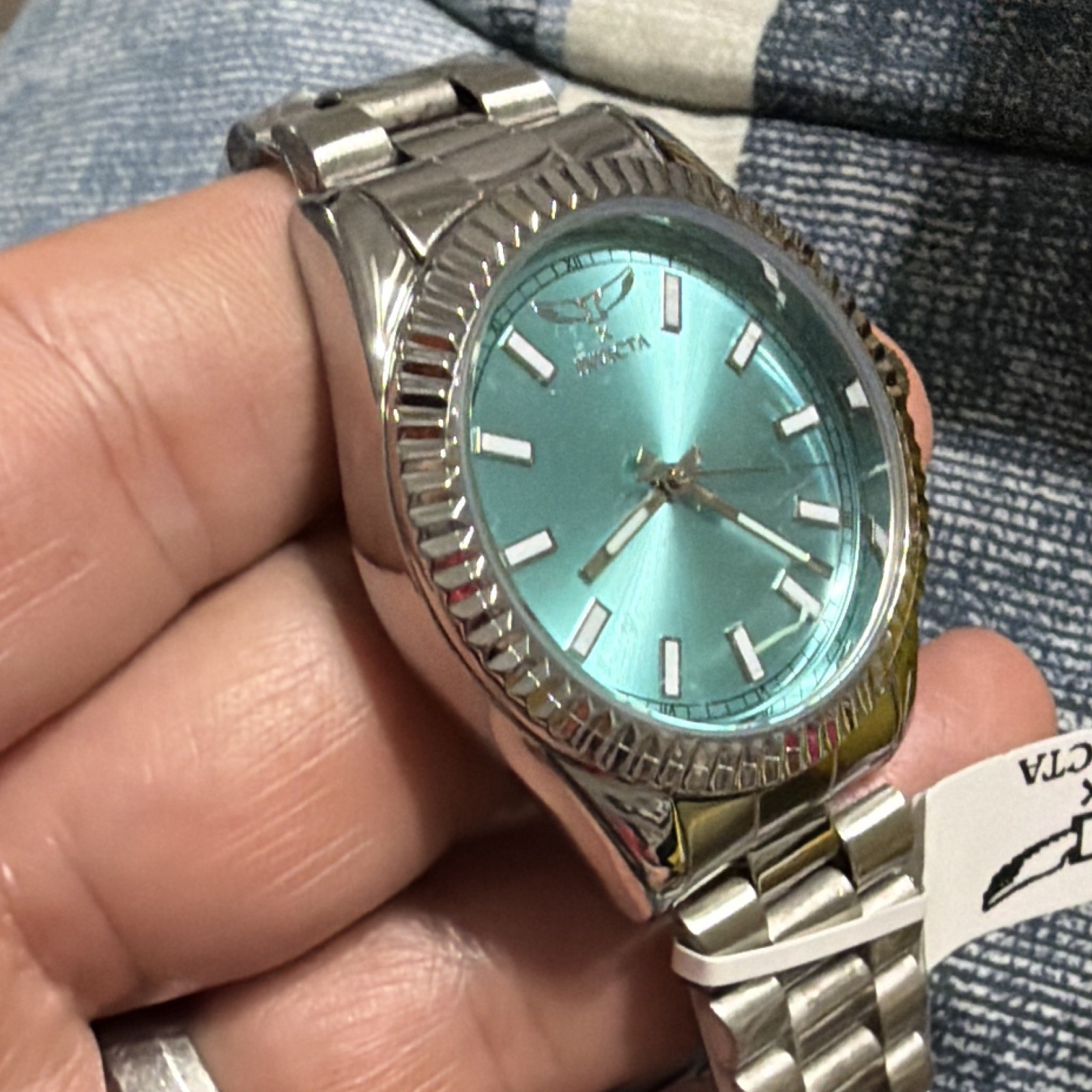 Invicta Specialty Men’s 40mm Light Blue Dial Jubilee Band Stainless Watch NIB