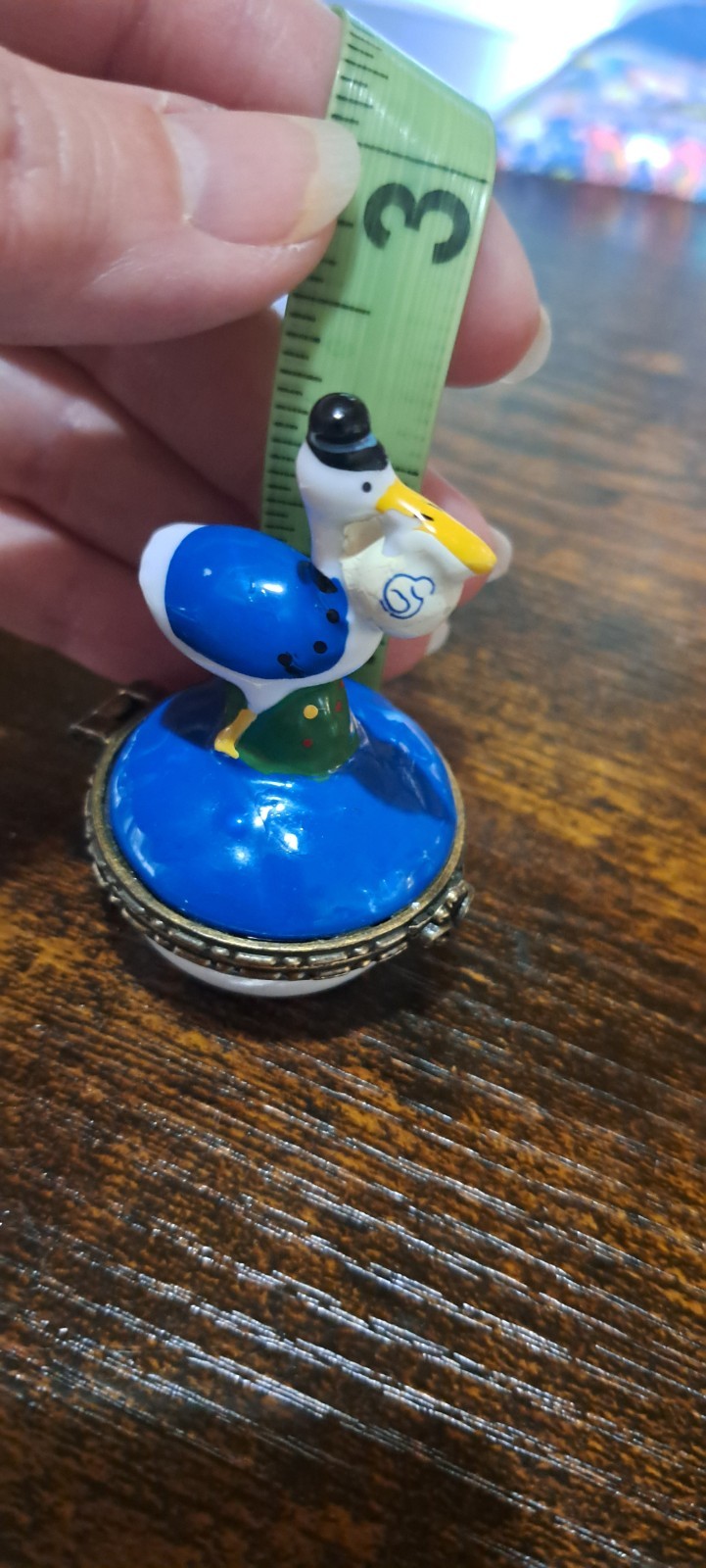 Mini Stork & Baby Themed Hinged Lidded Trinket Tooth Or Ring Box March of Dimes