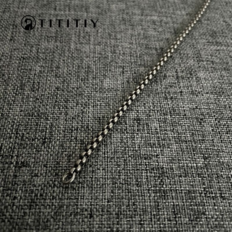 Pure Titanium Necklace with A Width 3mm Square Box Chain Anti Allergic Classics