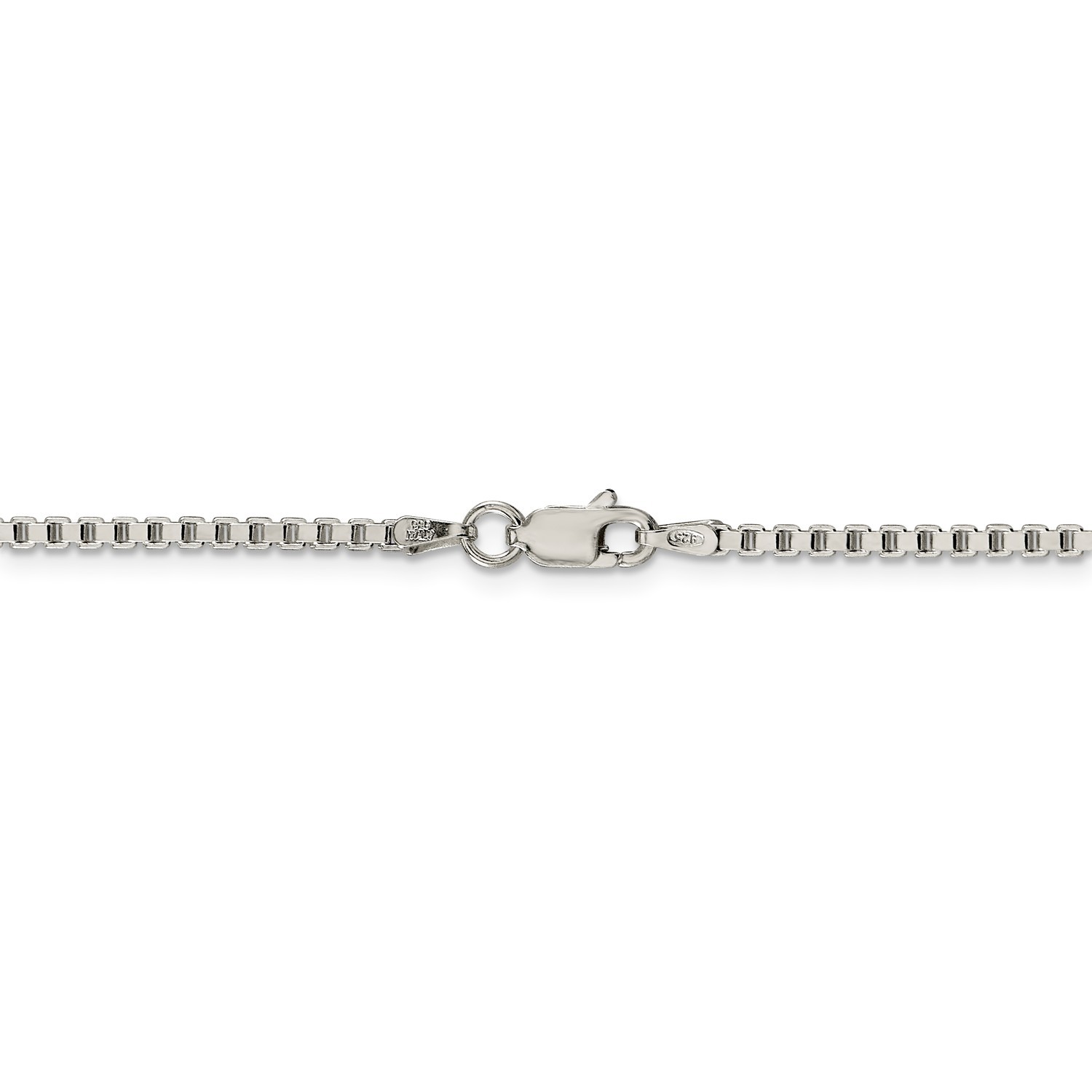 Sterling Silver Solid Polished 2mm Plain Box Chain w/ Lobster Clasp 16″ – 30″