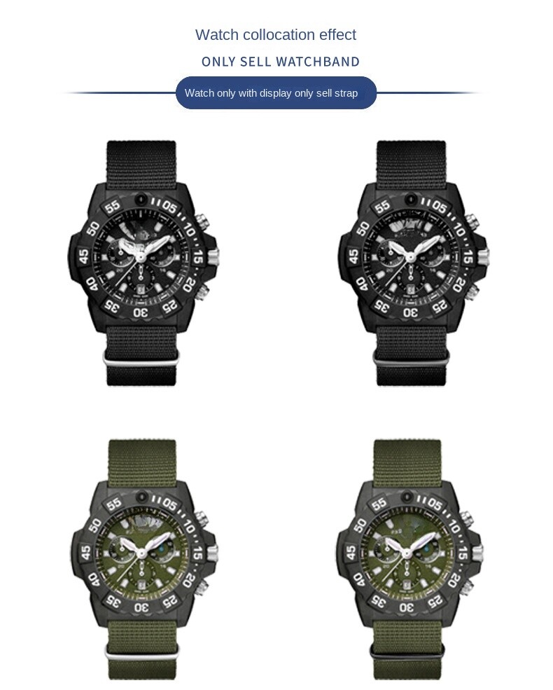 High Quality Nylon Canvas Watch Band Straps Mens Military 22/23mm for Luminox