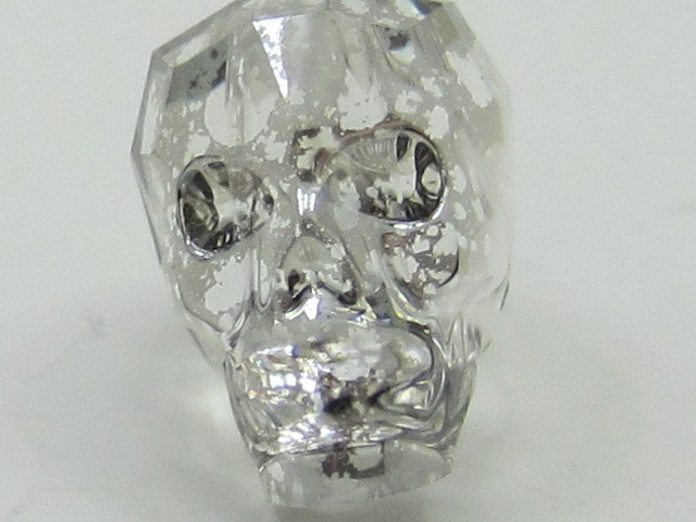 2 Pcs. 13mm SKULL BEAD SILVER PATINA European Rhinestone