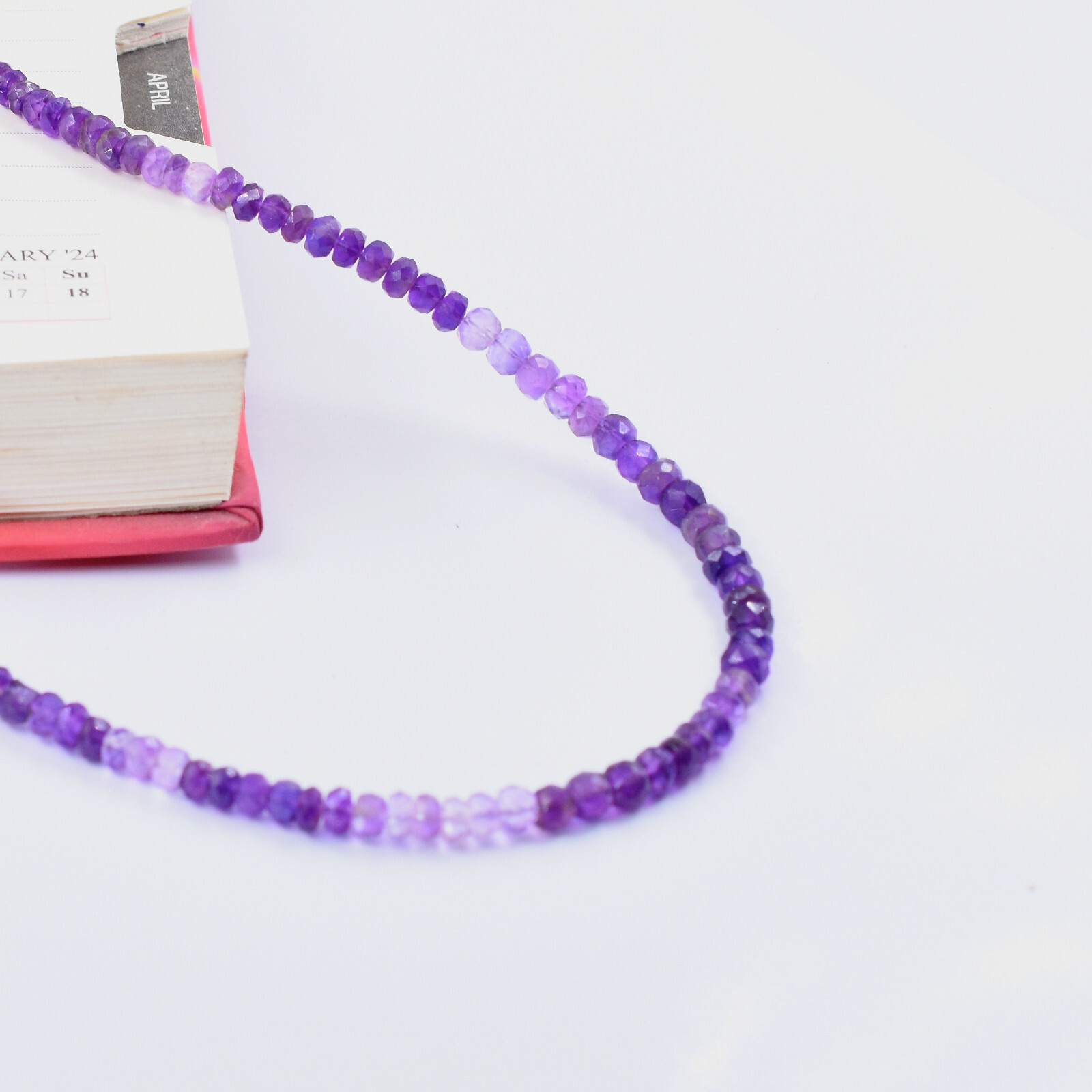 Natural Shaded Amethyst 3-4 mm Faceted Rondelle Jewelery Adjustable Necklace 18″