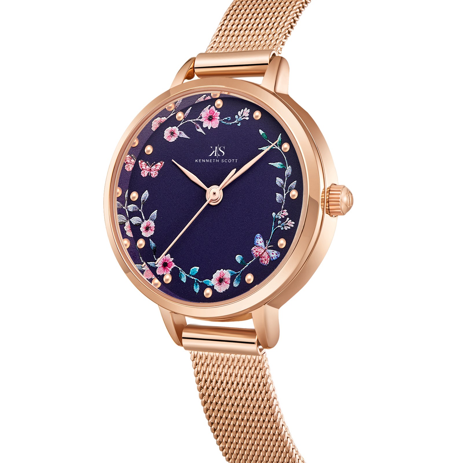 Kenneth Scott Women’s Analog Watch | Blue Dial, 28mm, 30 m (3 ATM)