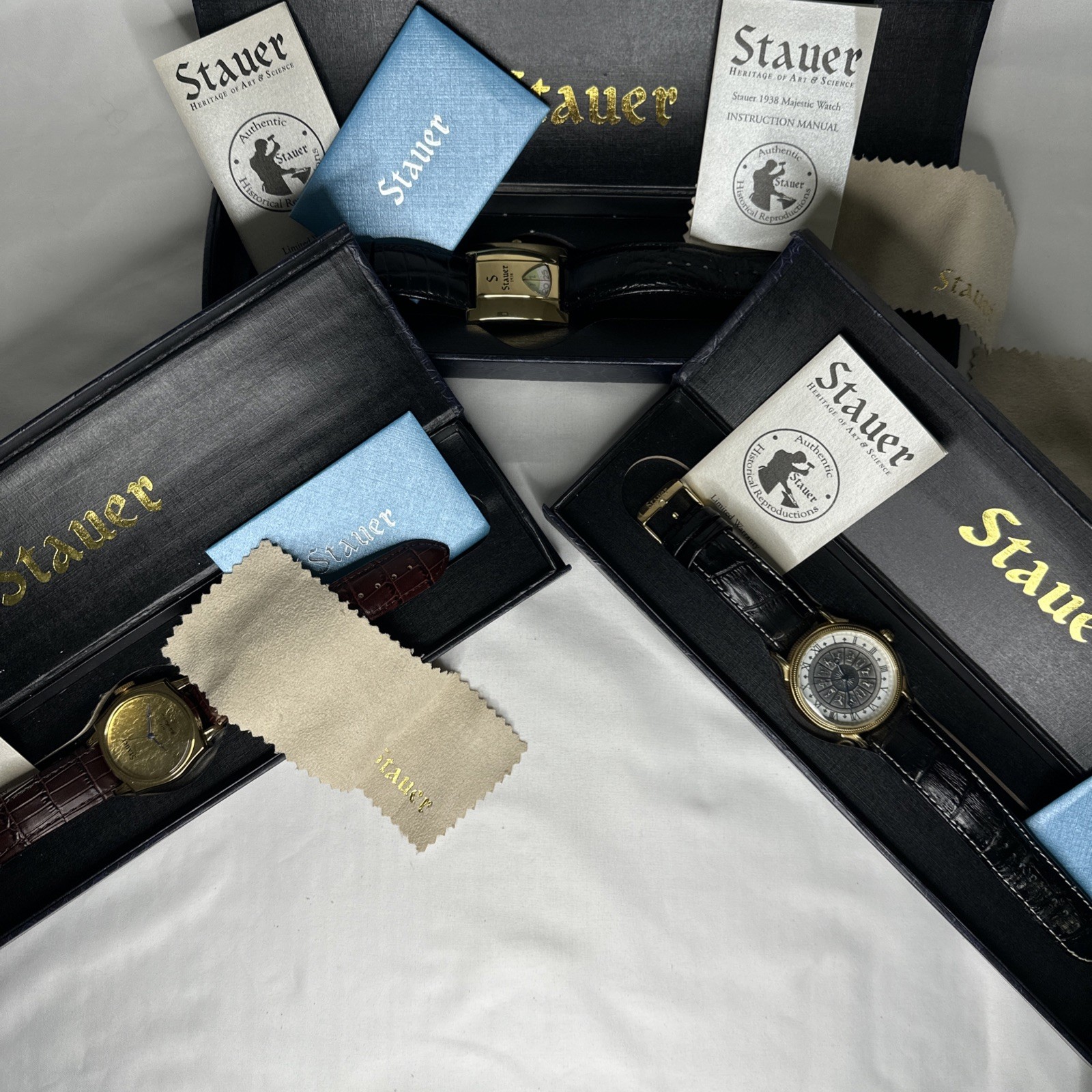 Stauer Men’s Watch Lot Of 3 See Pics, Need Batteries