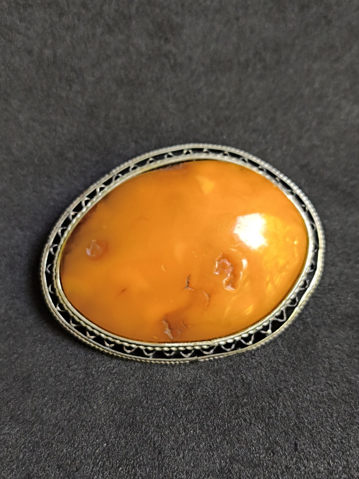 NATURAL OLD ANTIQUE BALTIC AMBER PENDANT Egg Yolk