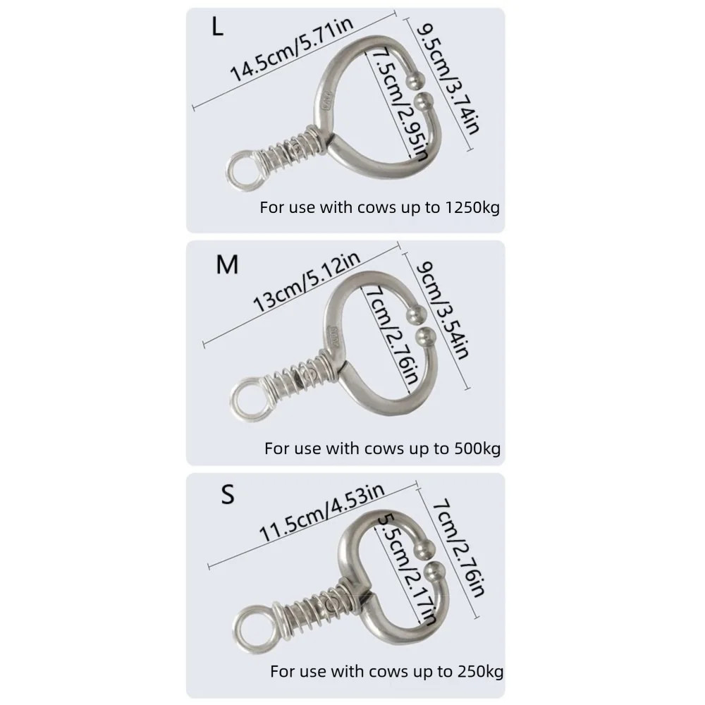 Stainless Steel Cattle Nose Ring anti Rust Spring-Loaded Bull Nose Clamp Reusabl