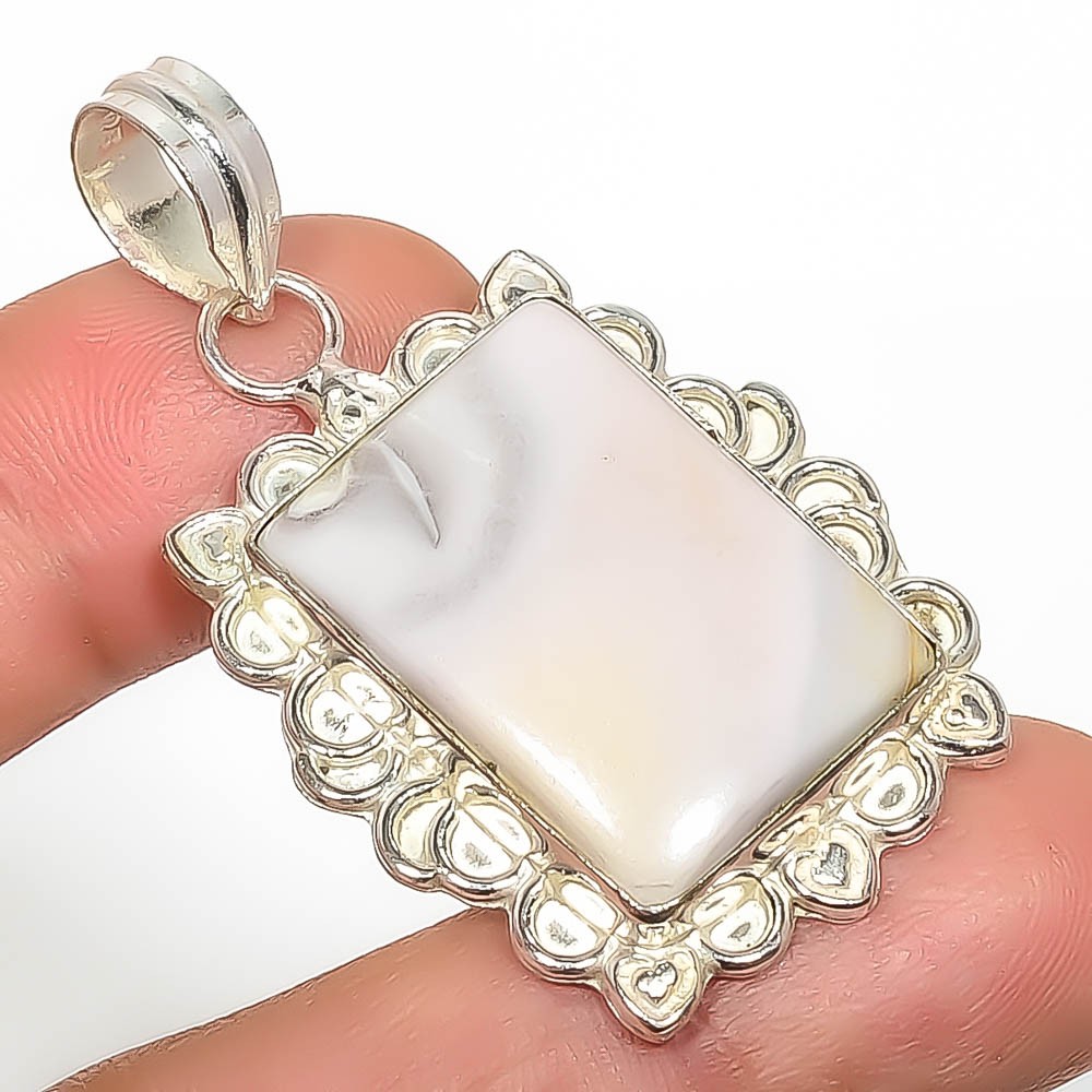 Natural Moonstone Gemstone 925 Silver Plated Pendant 1.95″ Tp7785-885