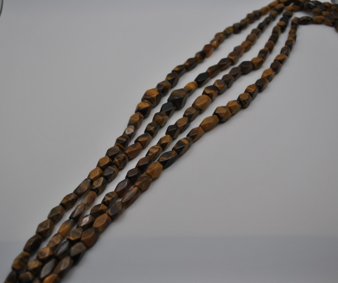 Tiger Eye Gemstone Strand Smooth Cut (No Clasp)