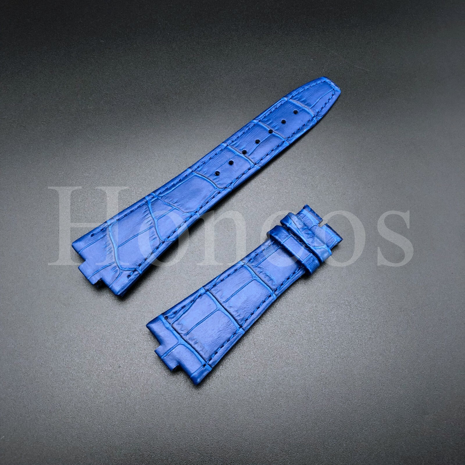 26X18 MM Leather Watch Strap Band Blue Fits For VC Overseas
