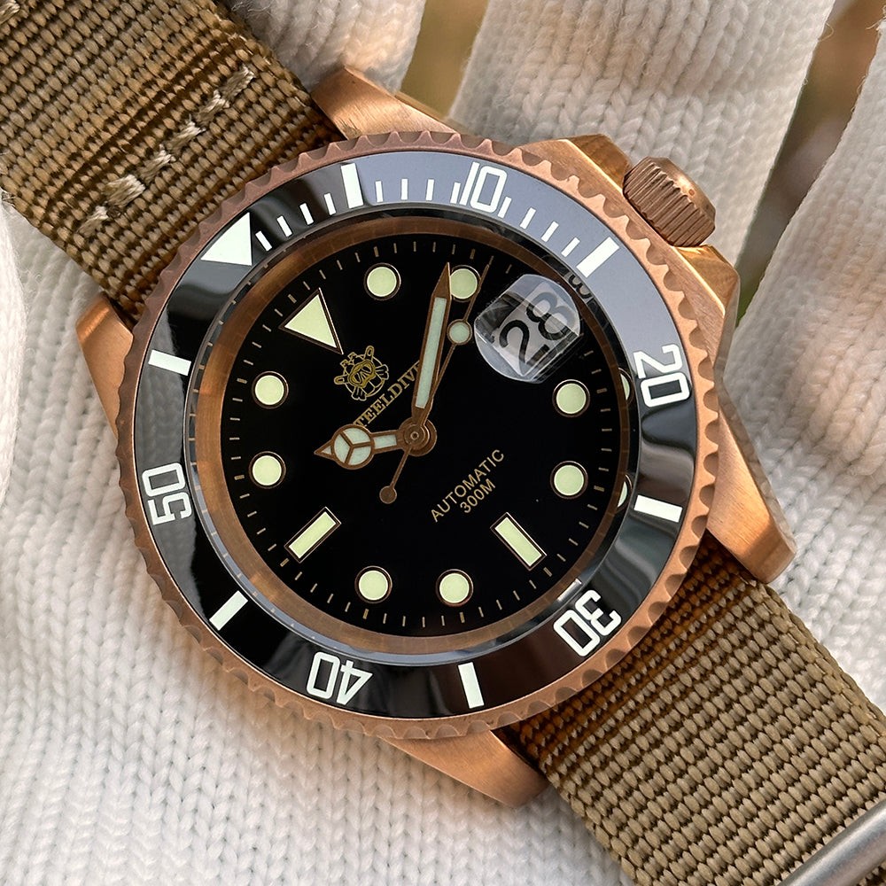STEELDIVE SD1953S Mens Bronze 40.5mm 300M Automatic Dive Watch NH35 Solid