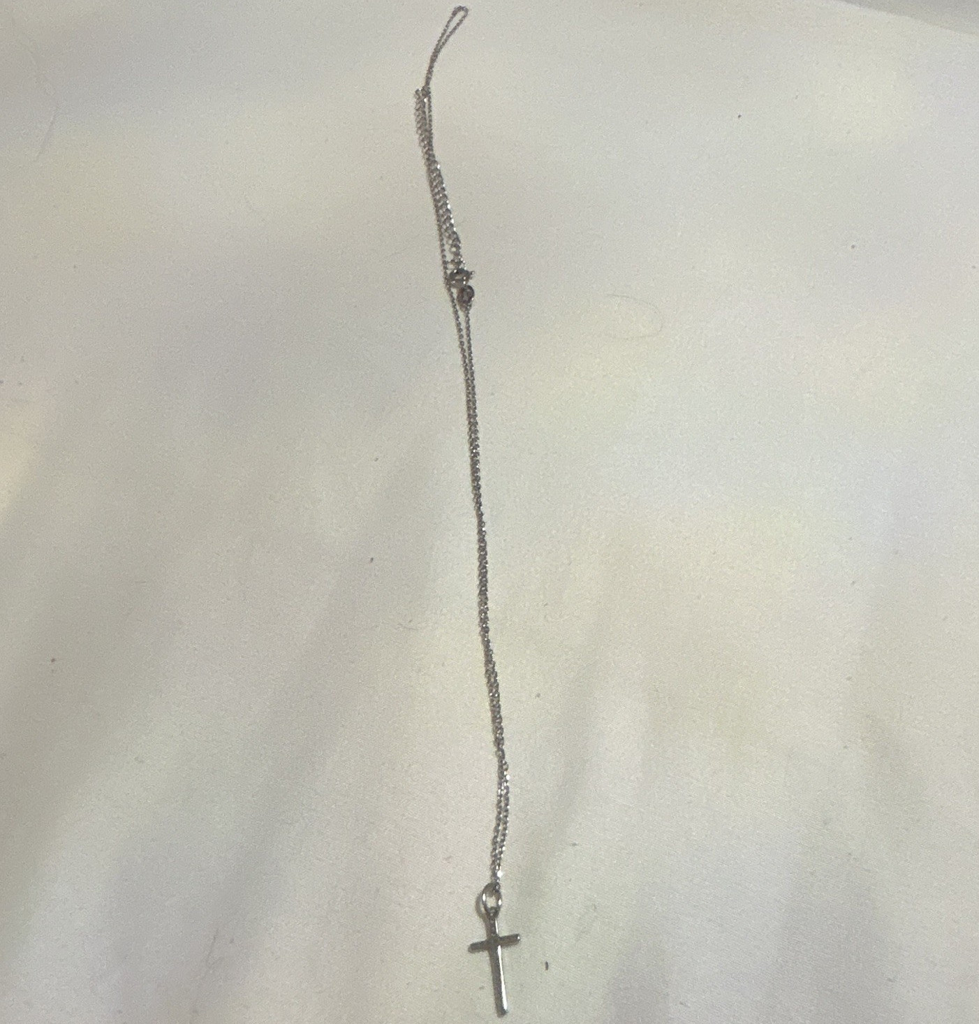 Silver Tone Religious Cross Charm Pendant Necklace Cable Chain