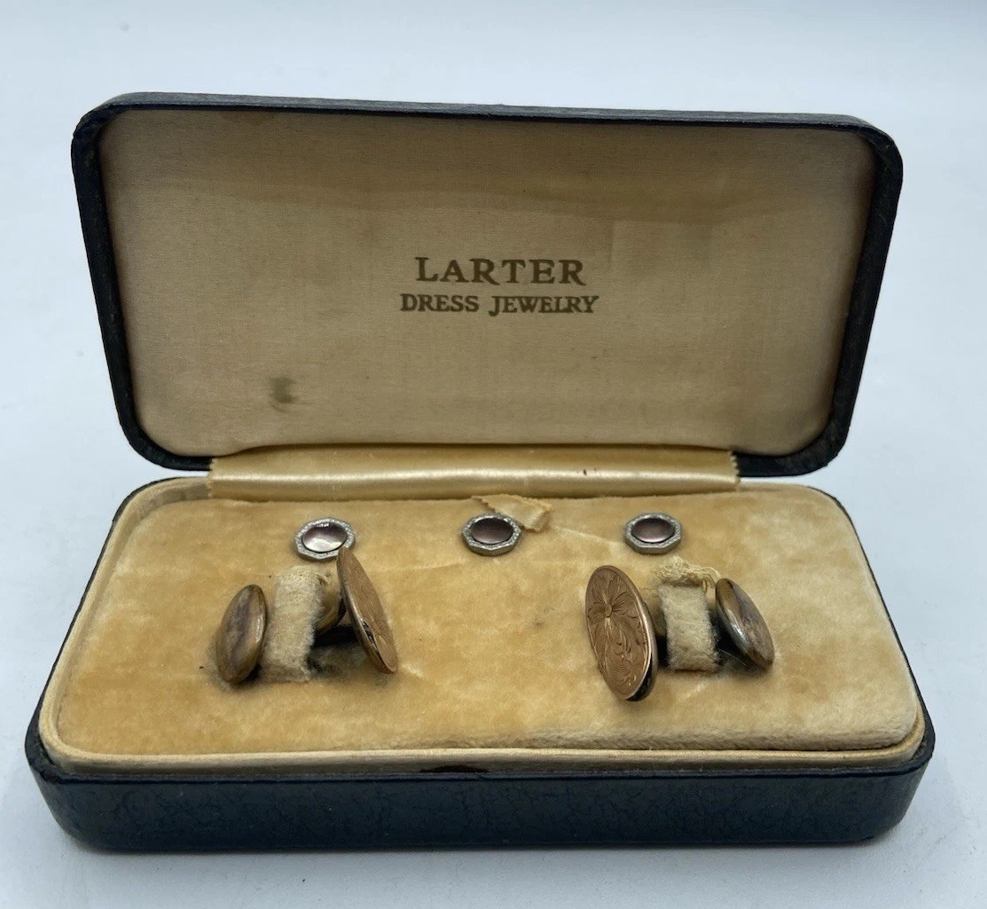 Vintage LARTER & SONS 6 Pc Cufflinks Set In Original Box Plus Bonus Pieces