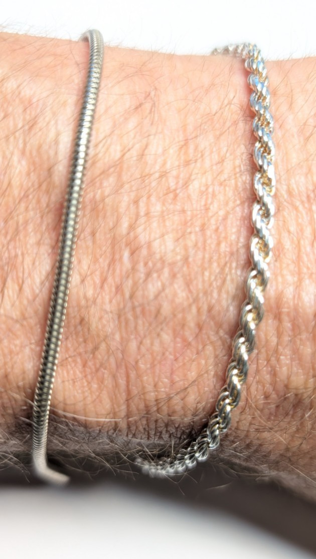 2 LOT STERLING SILVER BRACELETS 8 3/16″ & 7 14/16″ ABOUT 9.0 GRAMS