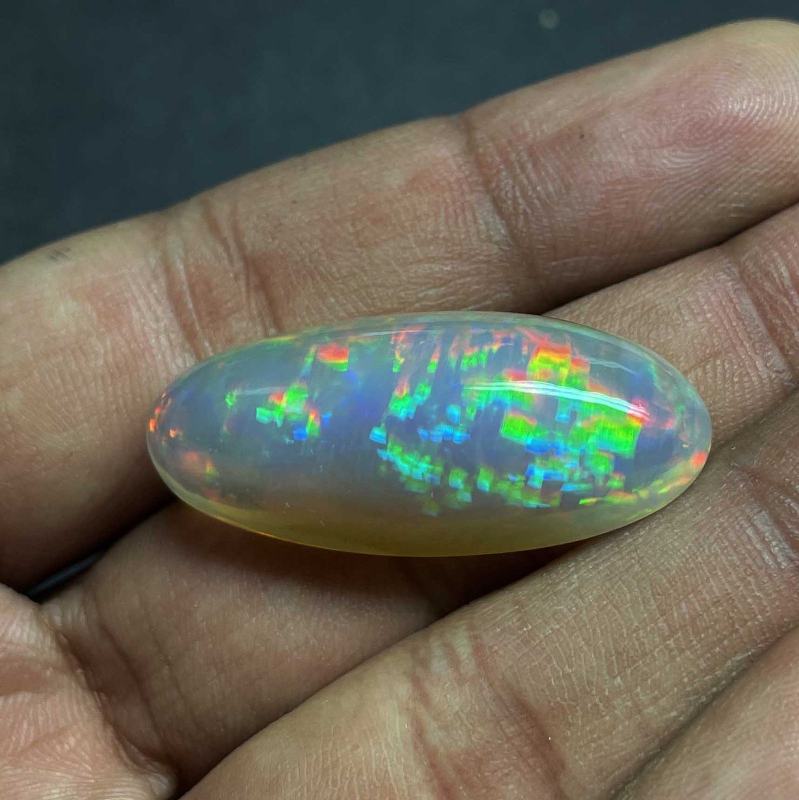 Natural Ethiopian Opal Oval Gemstone Cabochon 15*36 MM 32.45 CT