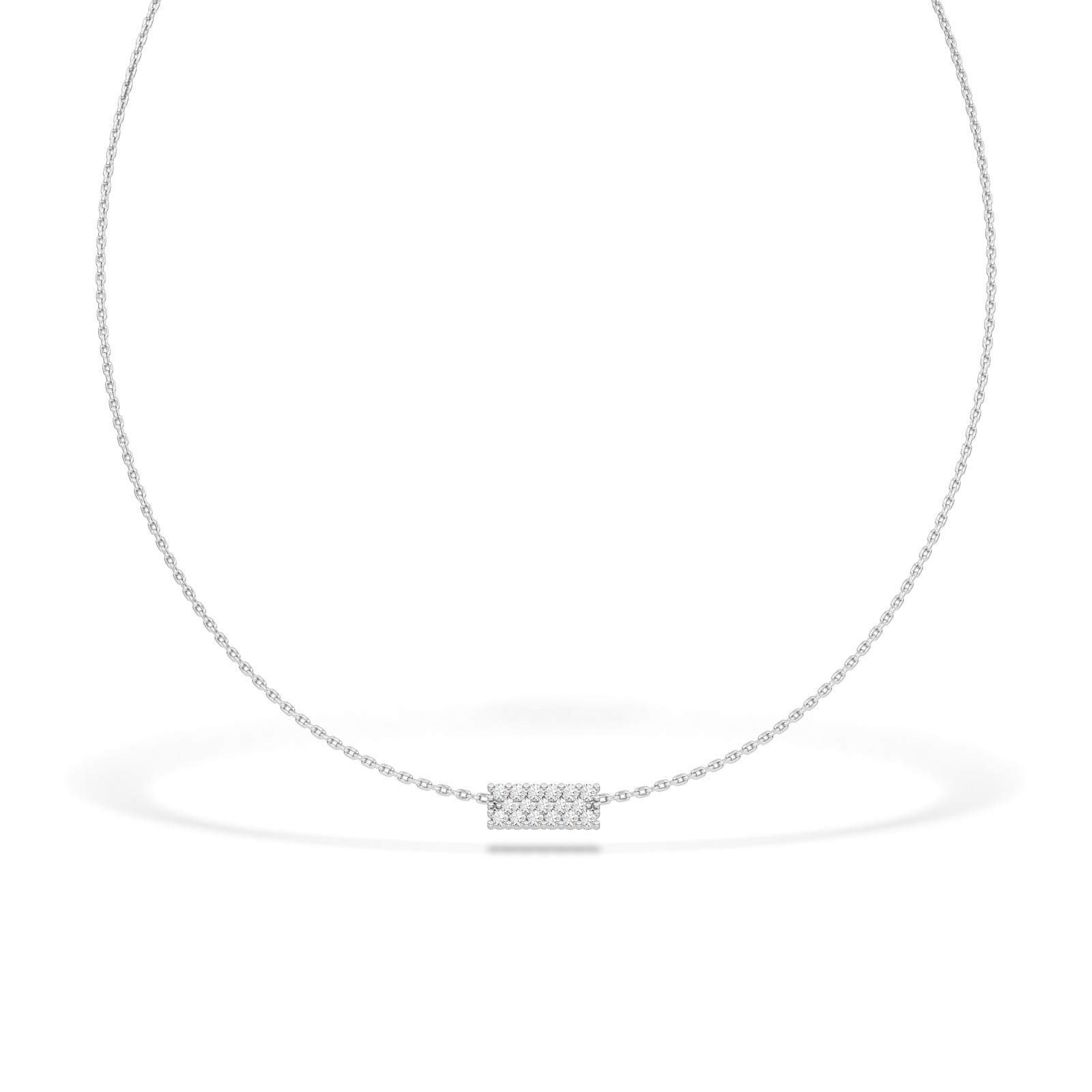 IGI Certified Round Cut Natural/Lab Grown Diamond Bar Necklace 10K 14K 18K Gold