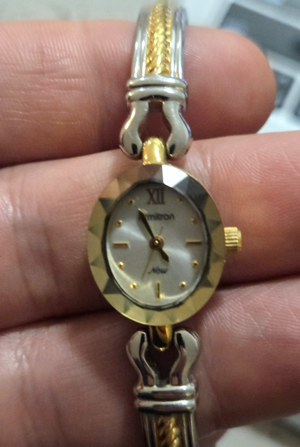 Armitron Watch Women 20.6mm Silver Gold Two Tone Oval Dial Bezel