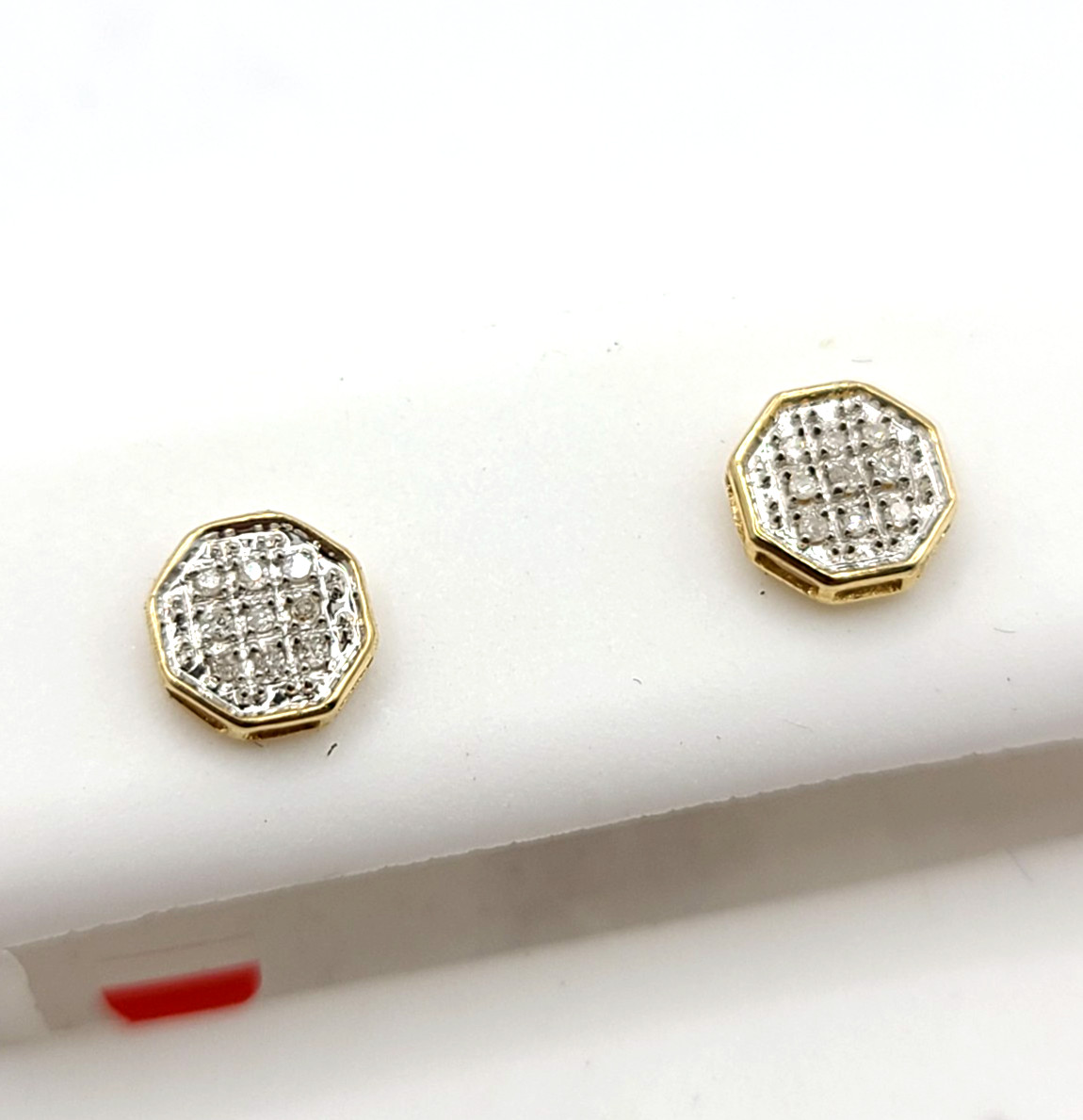 1/20 CT.(0.05ct) T.W. Square Composite Diamond Octagon Stud Earrings in 10K Gold