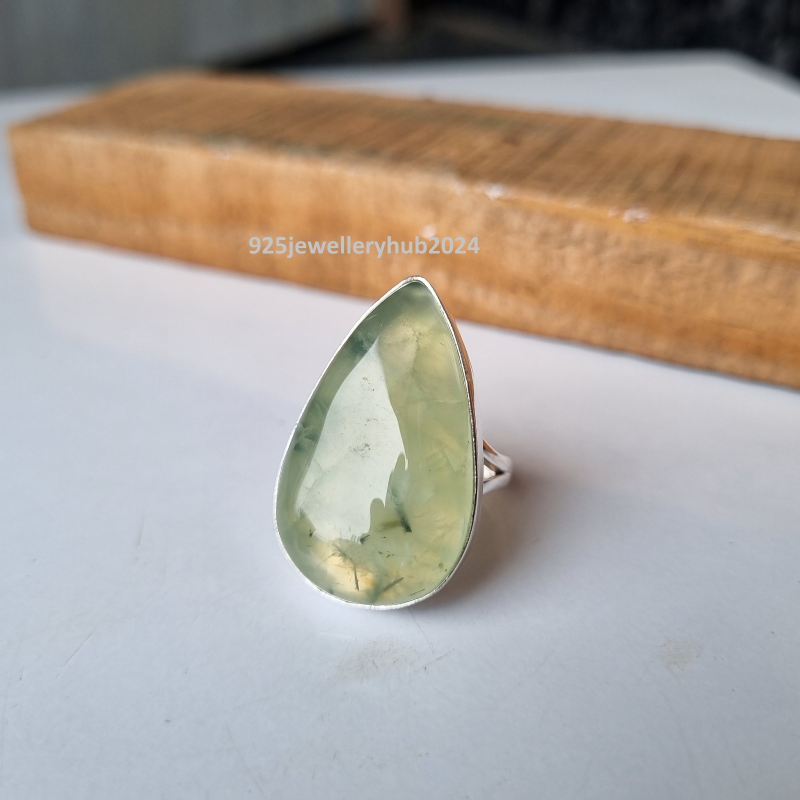 Lovely Prehnite Gemstone Ring 925 Sterling Silver Anniversary Gift Ring PG6721
