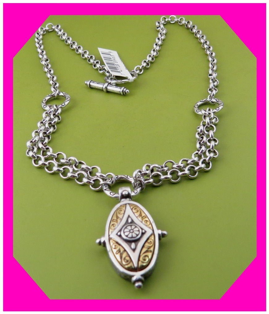 BRIGHTON LOVING CHARM Gold Silver Double ChainReversible NECKLACE NWtag 50%