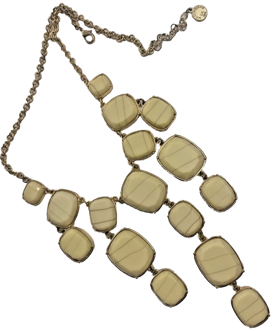 Vintage Liz Claiborne Gold Tone Beige Statement necklace. 19 1/2 inches long