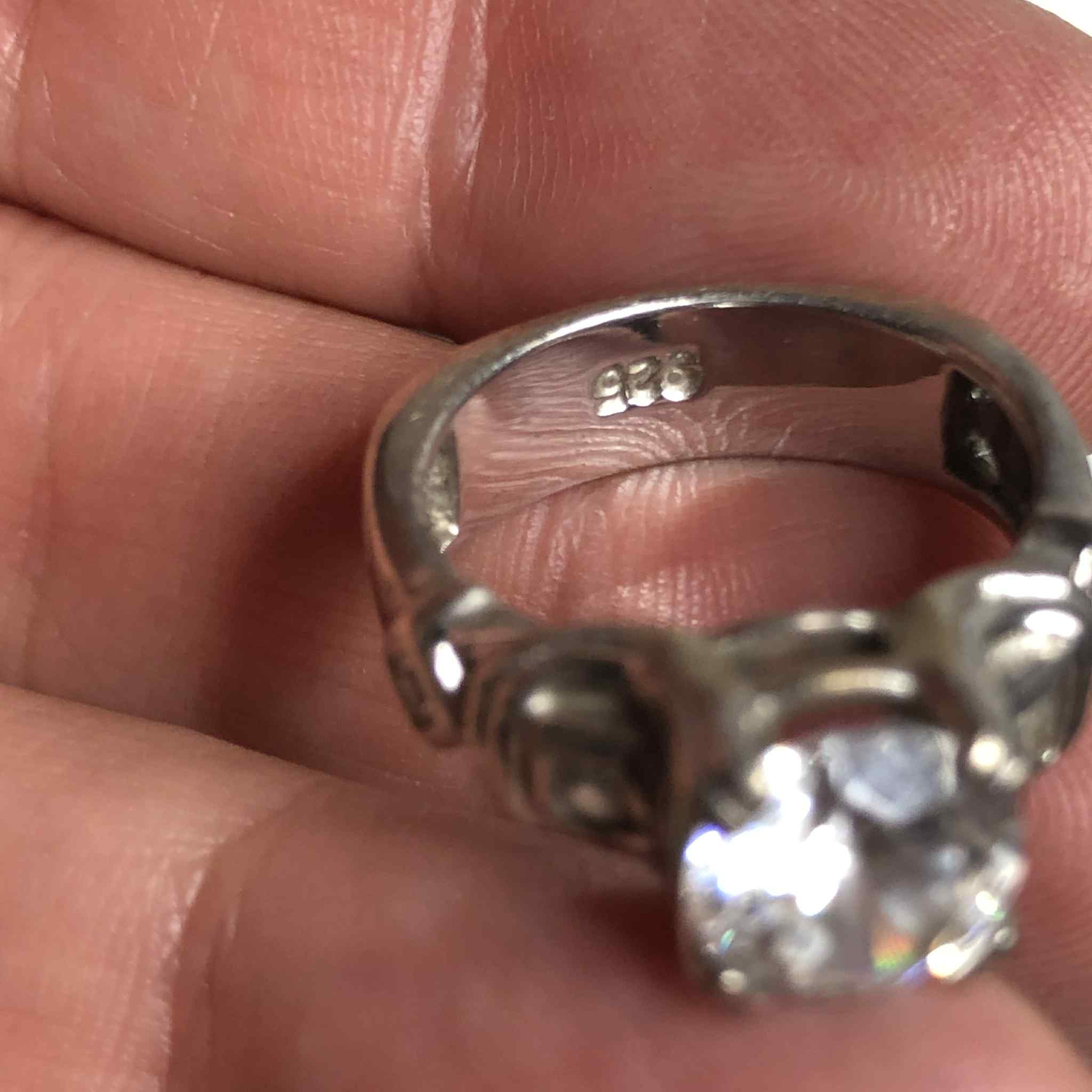 5758 Sterling Silver 925 Large round cut CZ Art Deco Ring 7.1 grams Sz 6