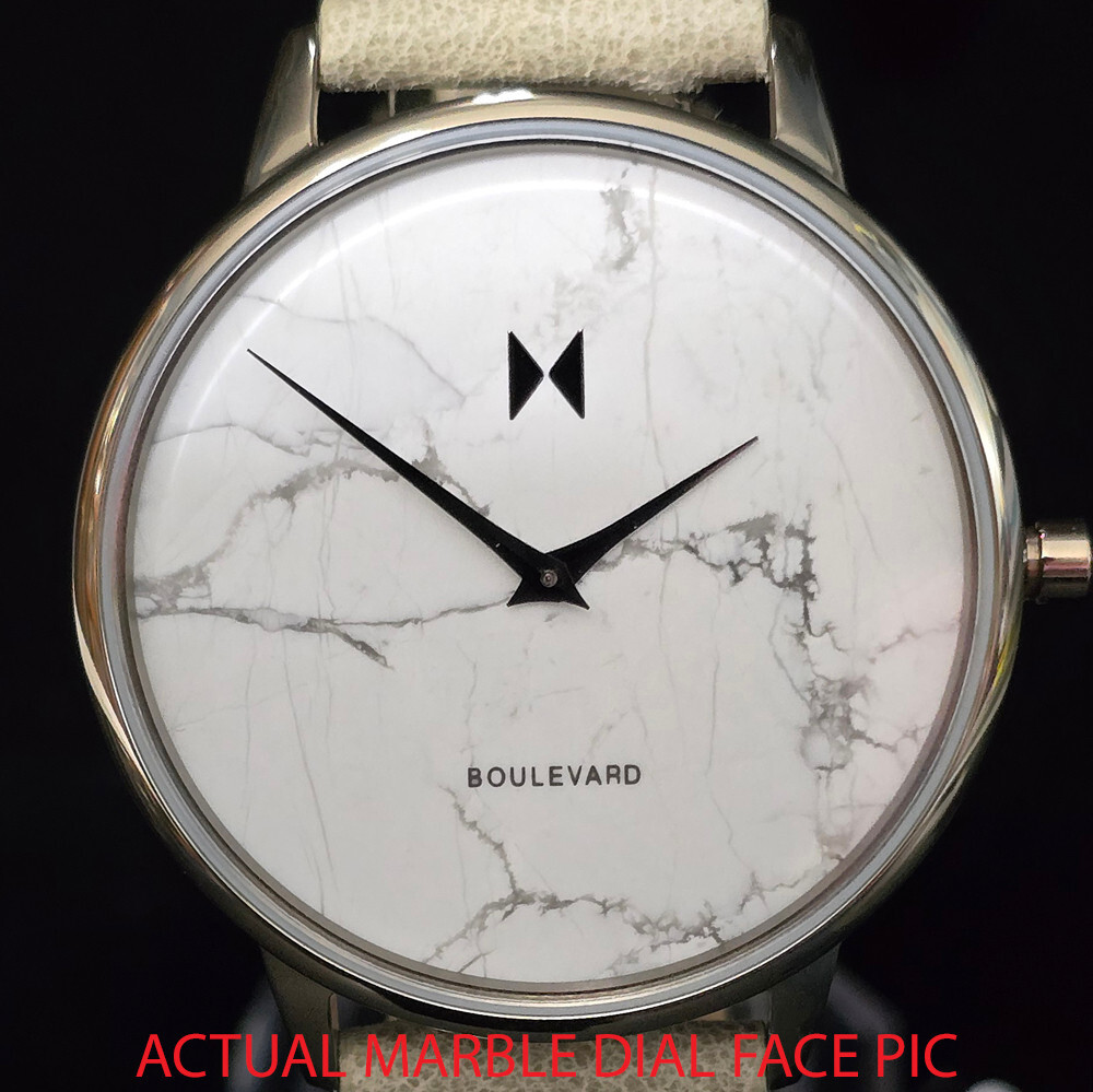 NEW! MVMT Quartz Watch White Marble Dial Taupe Case and Bone Gray Strap MB01-TIM
