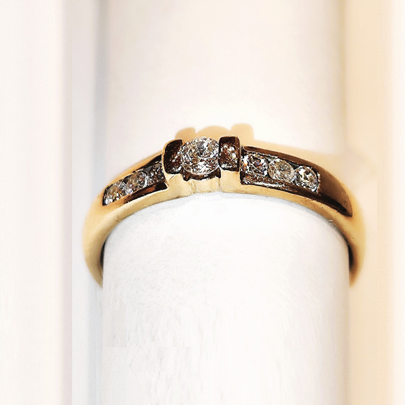 Gold ring 8K = 333 gold size 57.5 Yellow gold zircon 0.34 ct ladies’ ring small and fine
