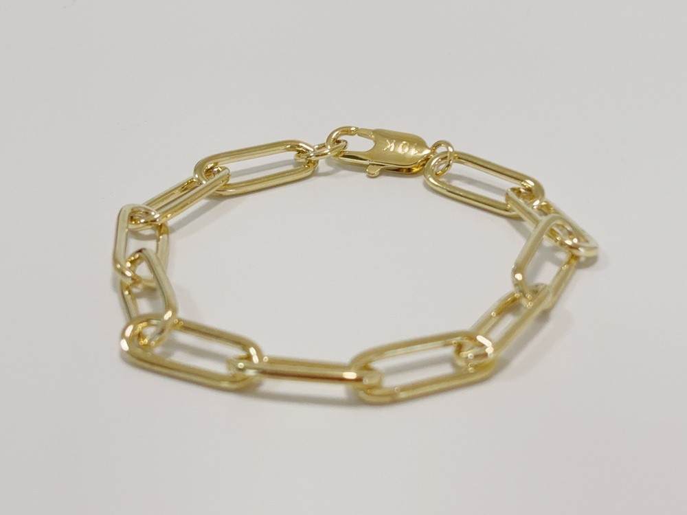 10k Yellow Gold 10.5mm Paperclip Chain Cable Link Rolo Bracelet Womens Mens 8″
