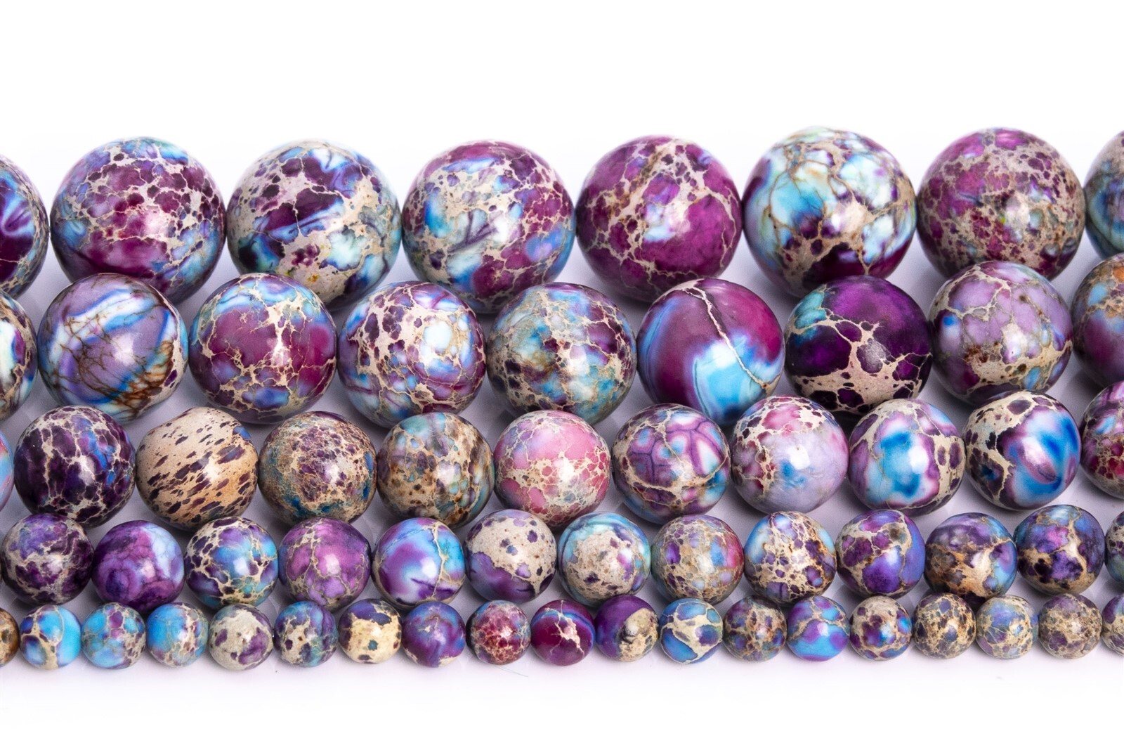 Purple & Blue Sea Sediment Imperial Jasper Grade AAA Round Beads 4/6/7-8/10/12MM