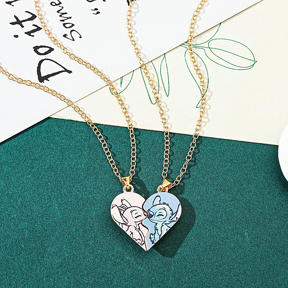 Disney Stitch Angel Couple Necklace Pendant Jewelry Gift for Couple Birthday
