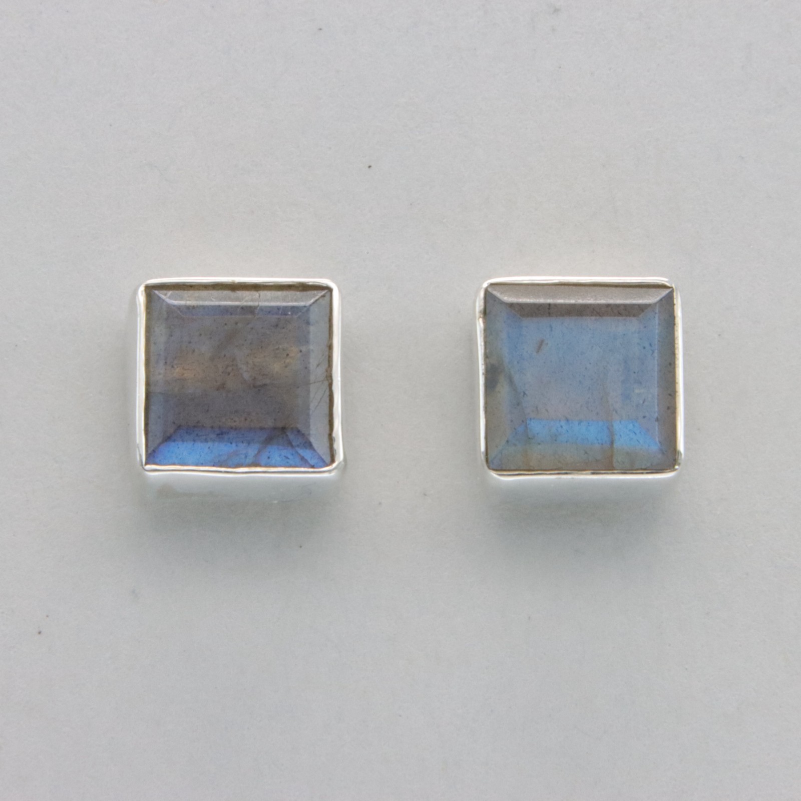 Square / Rectangle LABRADORITE Post Stud Earrings – 925 STERLING SILVER #10e
