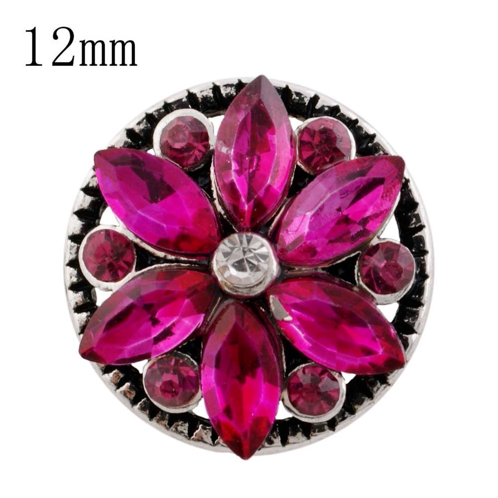 Mini Snap Jewelry Rhinestone Pink Flower fits 12mm Petite Ginger Accessories NEW