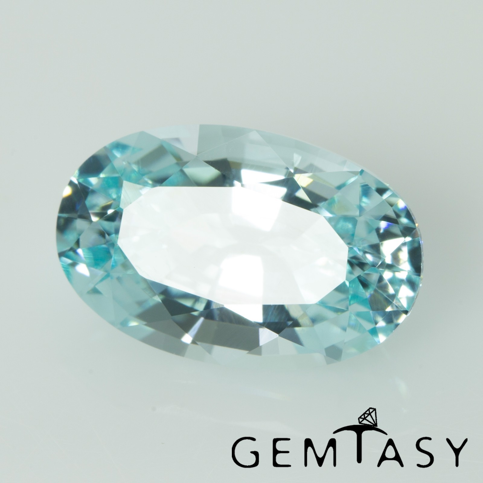 Cut stone – Aquamarine YAG Czochralski(Pulled) lab grown Oval 11x7mm 3.91-4.32ct