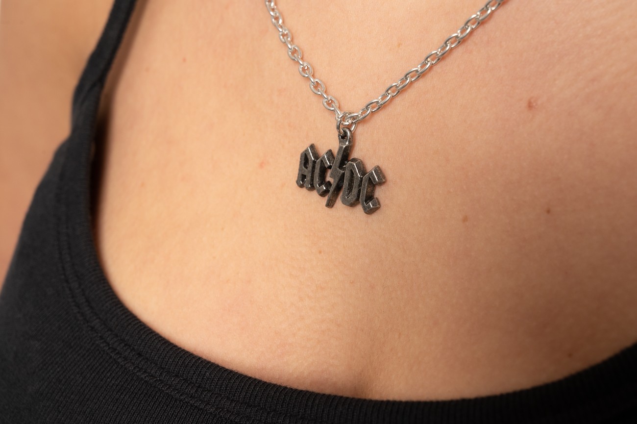 AC/DC Pendant Necklace Lightning Band Logo 3D sculpted pewter new Official Size