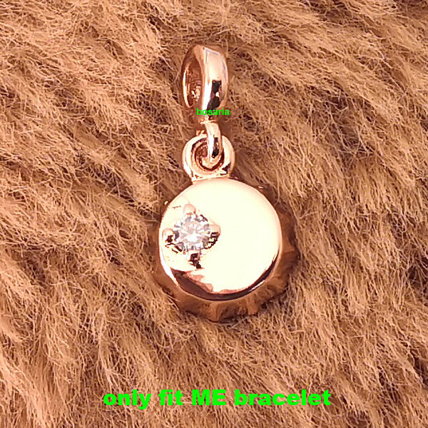 925 Sterling Silver Rose Plated ME Lucky Bottle Cap Mini Dangle Fit ME Bracelets