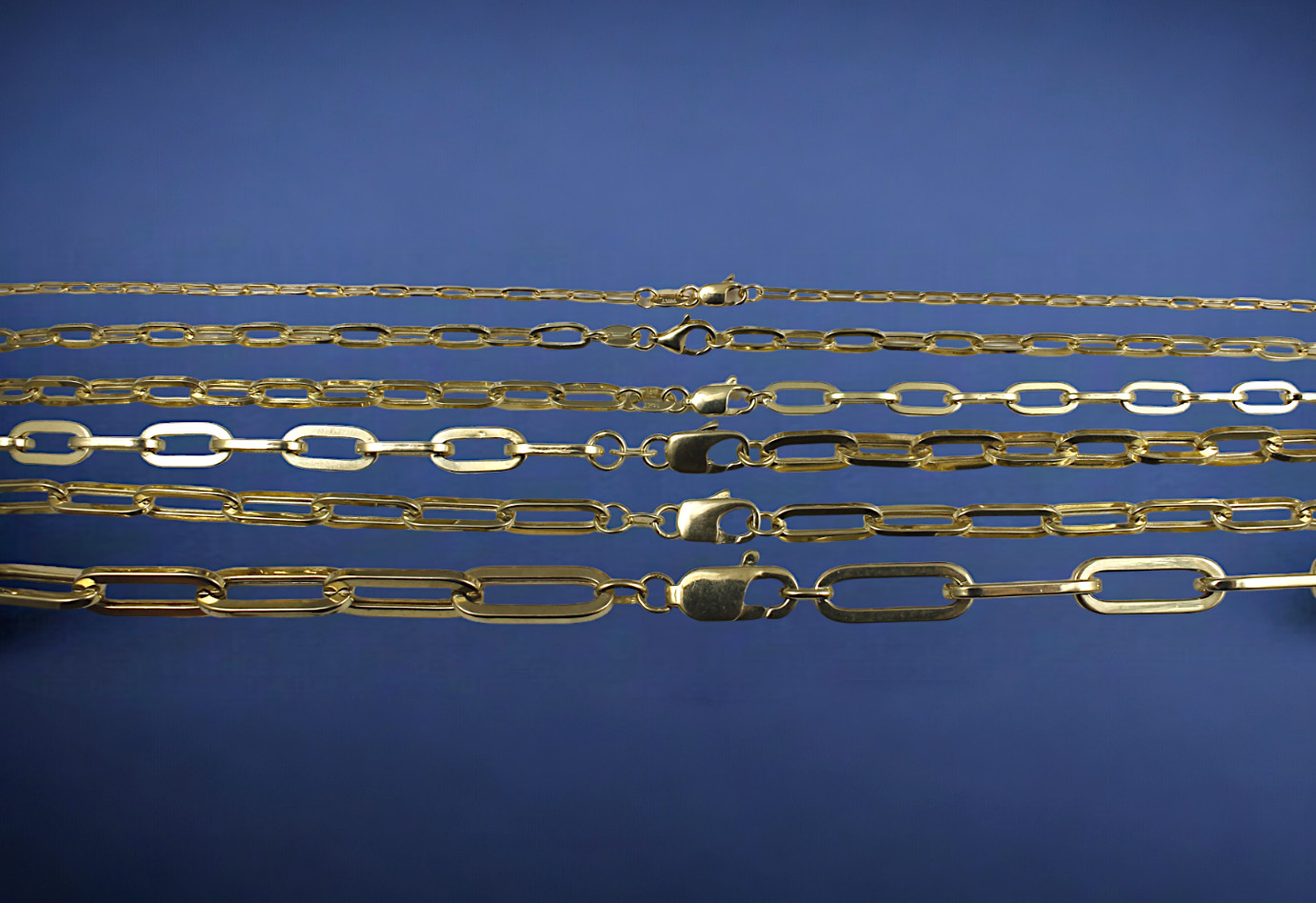 14K Yellow Gold 2mm-7mm Oval Paperclip Necklace Bracelet Chain Link Real 7″-30″