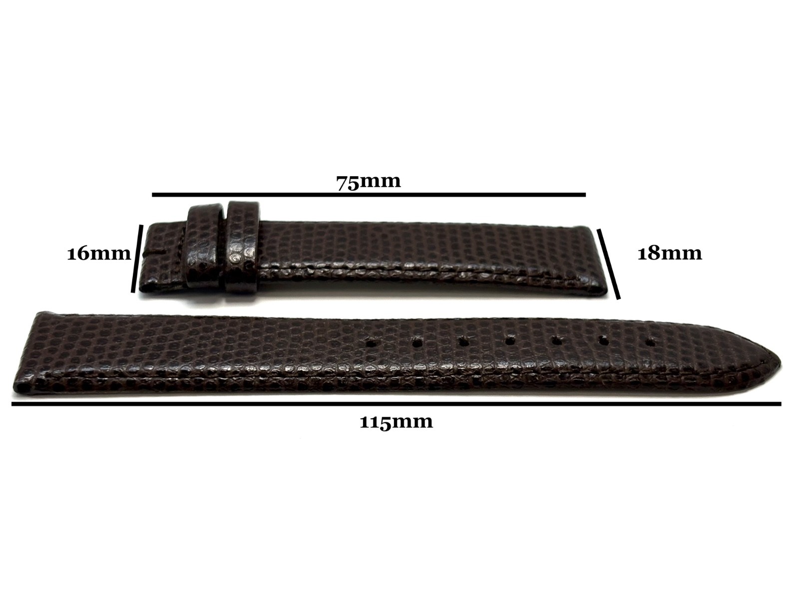 GENUINE LONGINES L682100683 Watch Strap Semi-Matte Brown Lizard 18mm x 16mm NEW