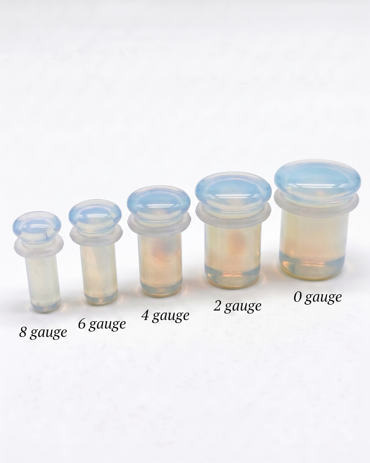 Pair of Single Flare Opalite Stone Plugs gauges organic Size 8ga to 1 Inch E554
