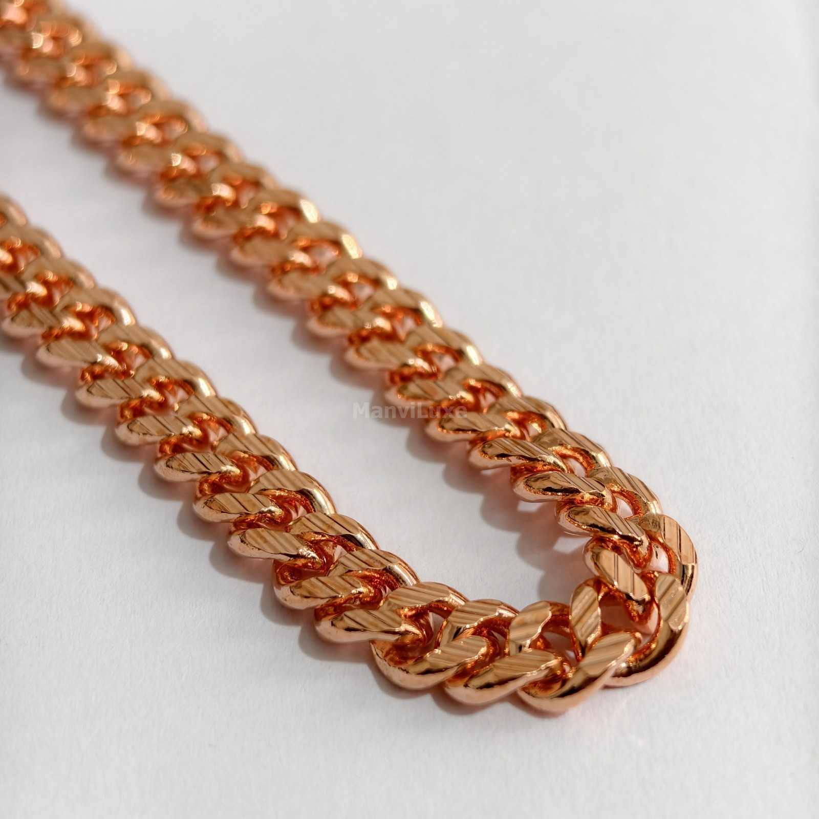 20″ Pure Copper Diamond-Cut Cuban Link Chain | Premium Heavy Curb Neck Chain