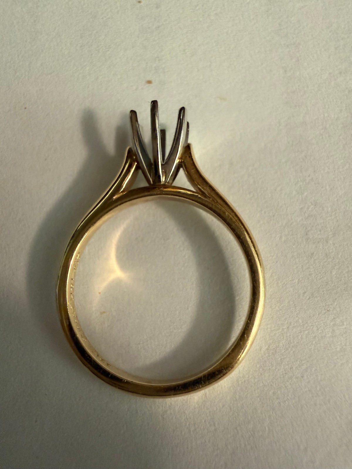 New Old Stock Quality 14kt Gold Engagement Ring Mounting Size 5.75, 2.4 grams