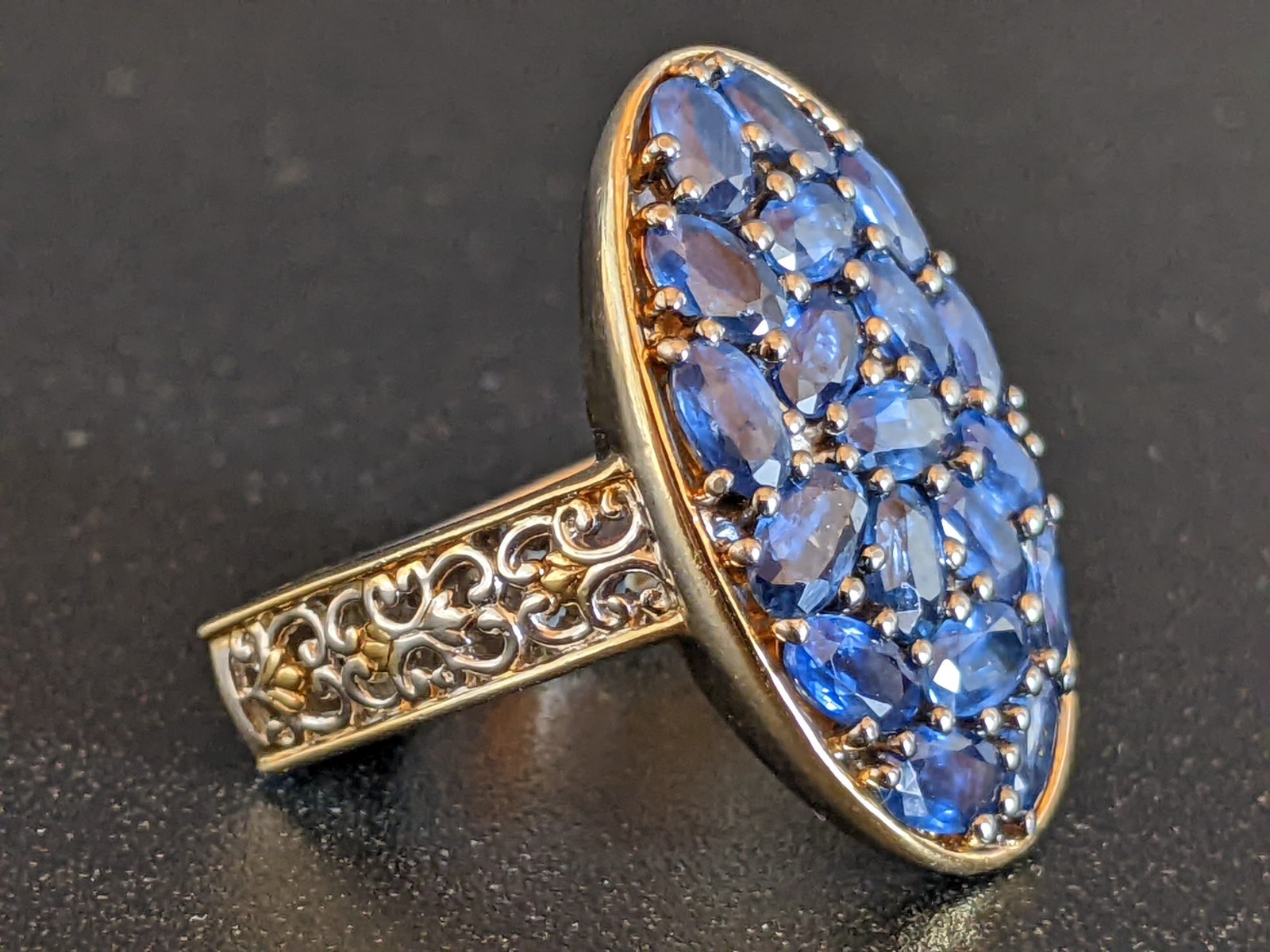 Michael Valitutti Sterling 925 Gold Gems En Vogue Royal Blue Sapphire Ring Size6