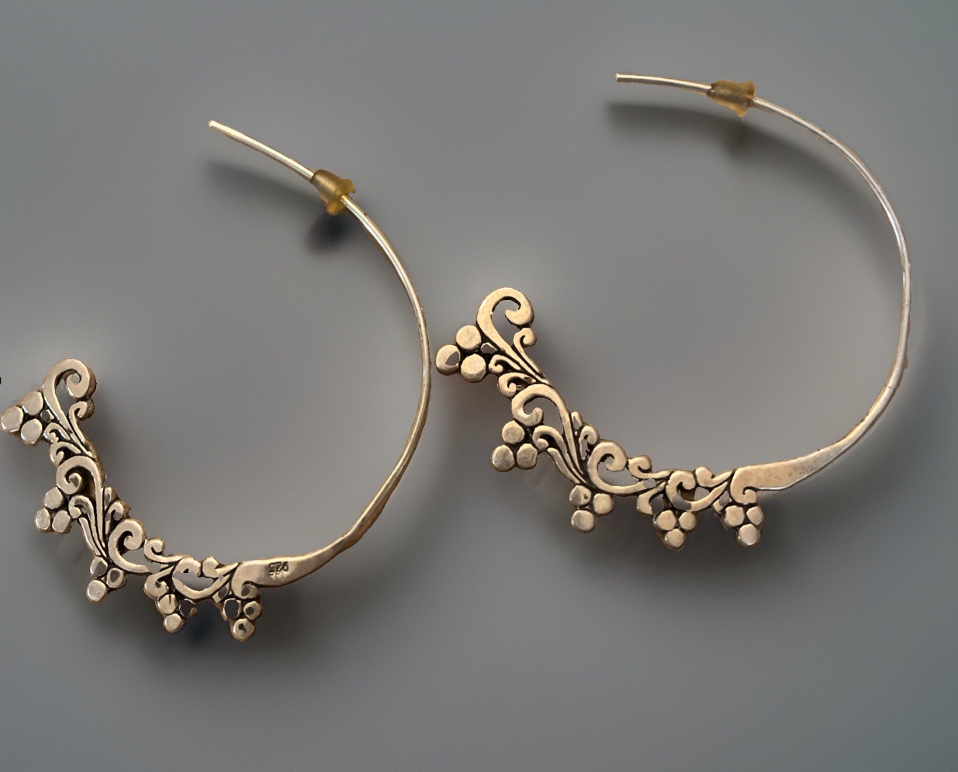 Elegant Floral Sterling Silver Threader Earrings 925